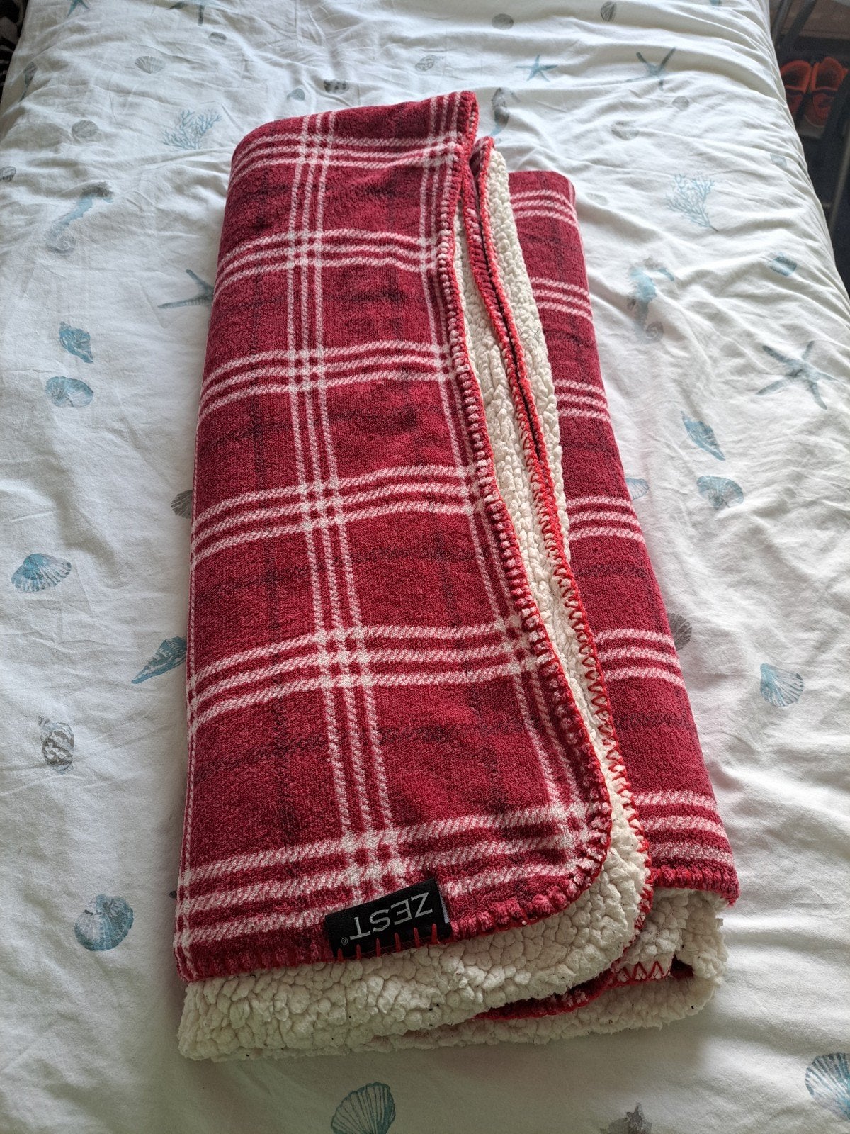 Zest Plaid Rood Geruit met Sherpa Voering 116x140 cm, Rood, Gebruikt, Ophalen of Verzenden, Plaid