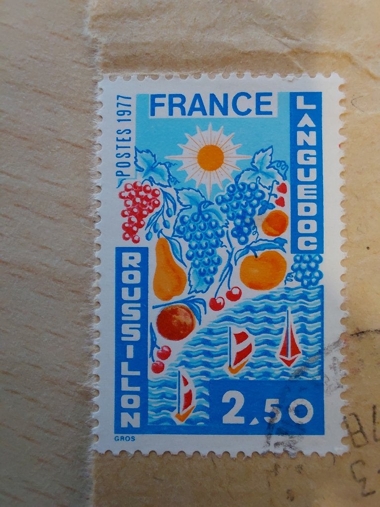 1977 Frankrijk Languedoc-Roussillon zon, druif, kers, boot, Verzenden, Gestempeld