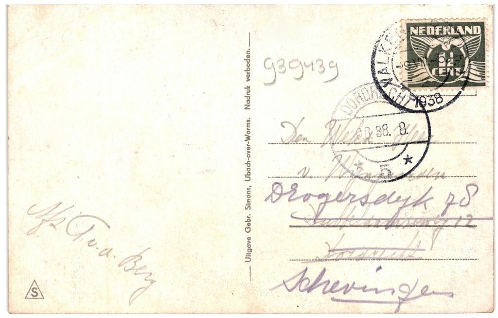 939439 Valkenburg Limburg 1938 Gelopen met postzegel, Ophalen of Verzenden, 1920 tot 1940, Gelopen, Limburg