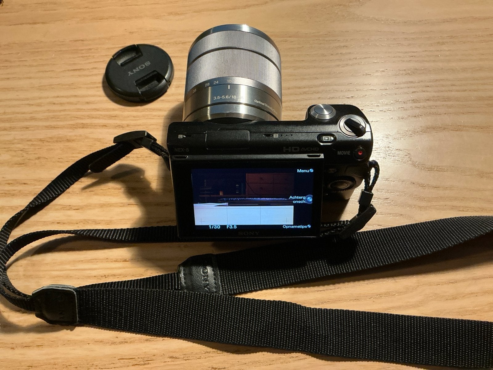 Sony NEX-5N Systeemcamera met E 3.5-5.6/18-55 OSS Lens, Geheugenkaart, Gebruikt, Beeldstabilisatie, Ophalen of Verzenden