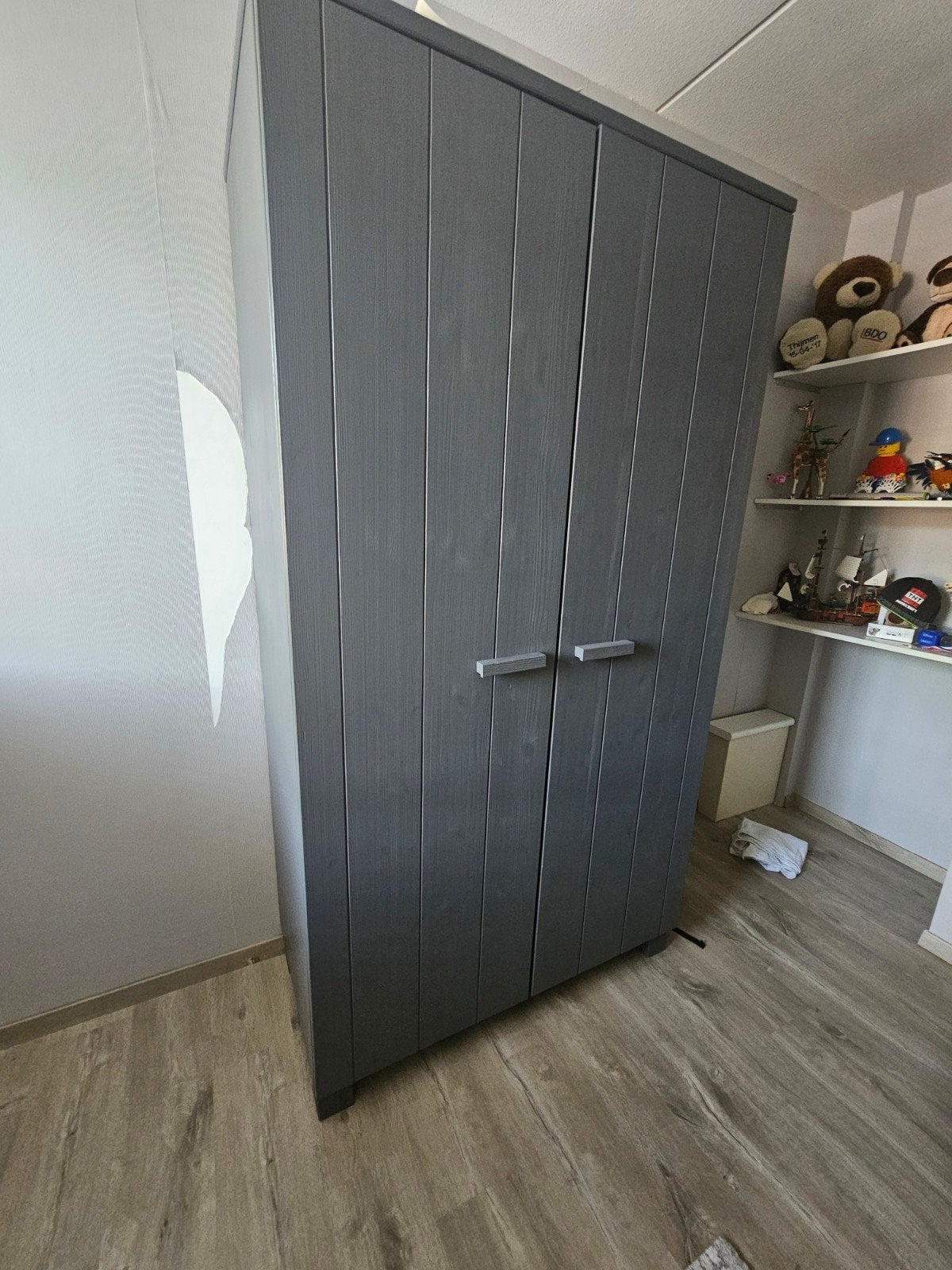 Woood Dennis Garderobekast Steel Grey 202x111x55 cm, Huis en Inrichting, Kasten | Kledingkasten, Ophalen