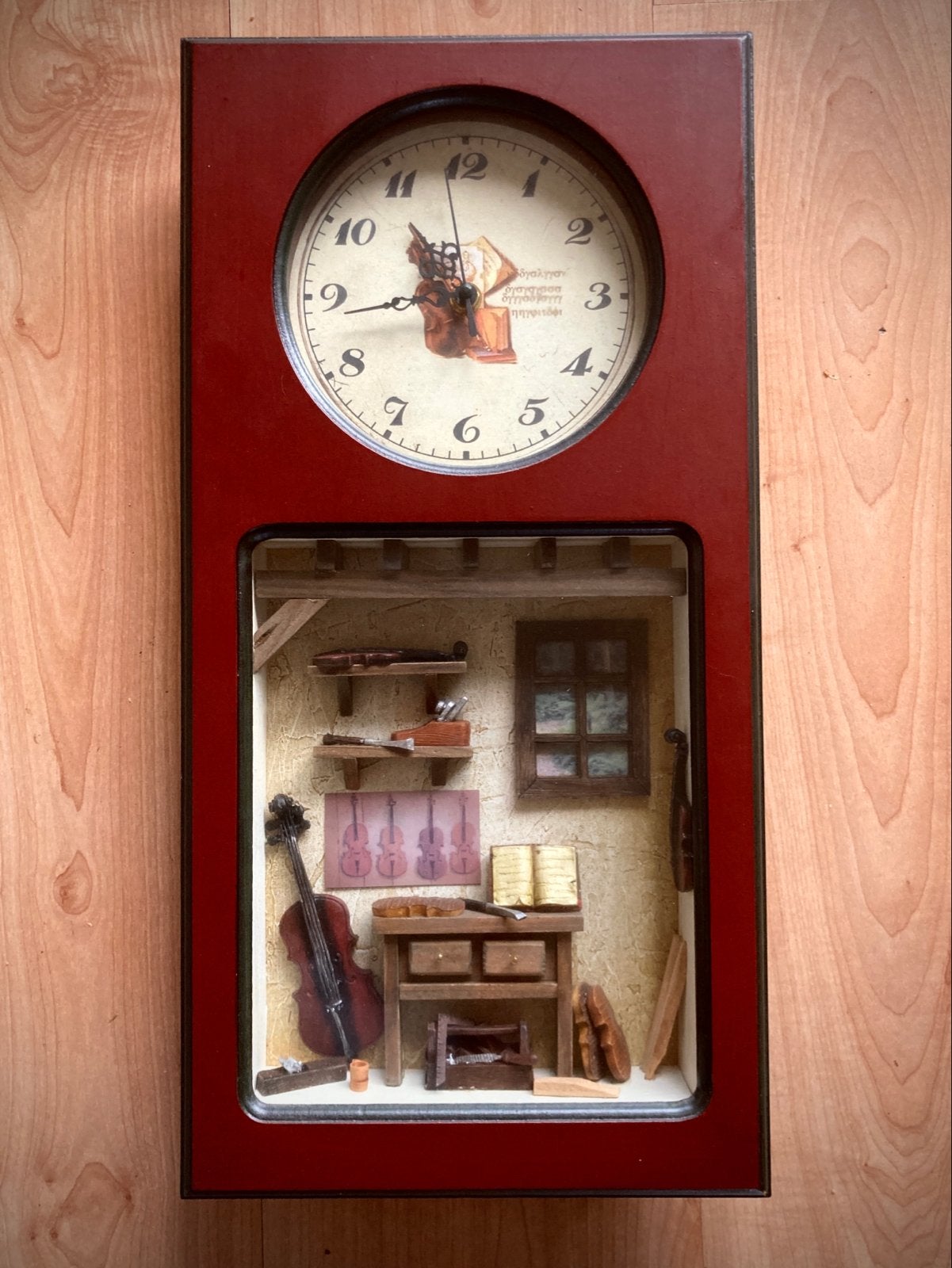 Unieke Klok met Vioolbouwer Workshop Diorama, Antiek en Kunst, Verzenden