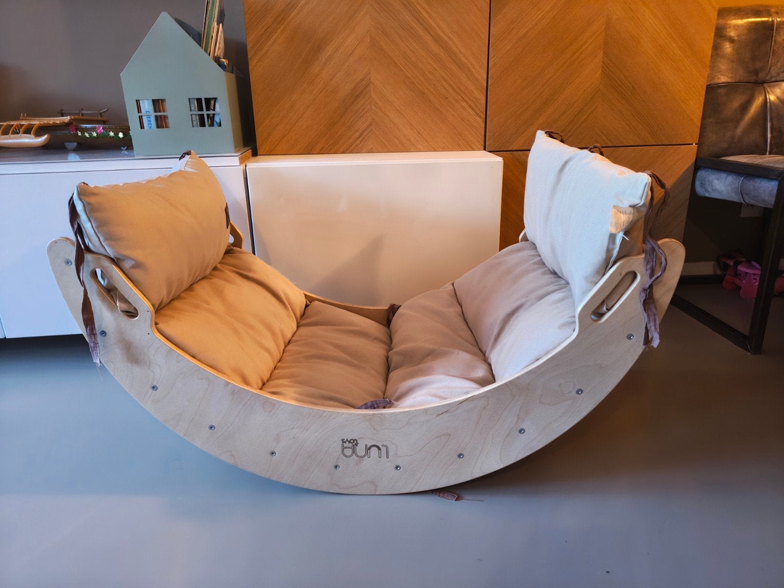 Luna Toys houten klimboog/ speeltoestel/ wipwap met kussen, Ophalen, Gebruikt, Overige typen