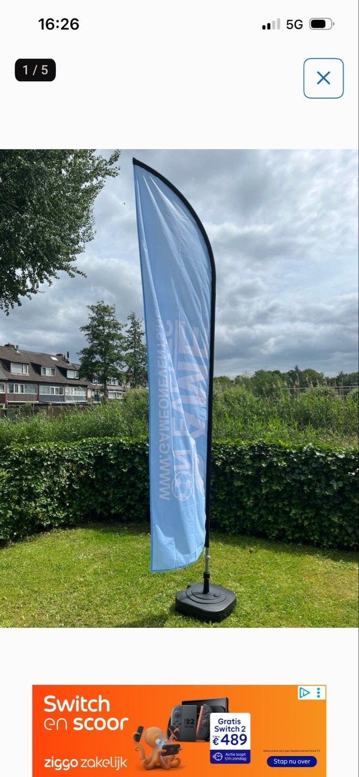 Twee beachflag sets van 390 (4 meter) hoog, Ophalen, Zo goed als nieuw