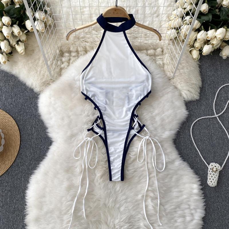 Witte halter dames romper transparante bodysuit body sexy, Verzenden, Wit, Body of Korset