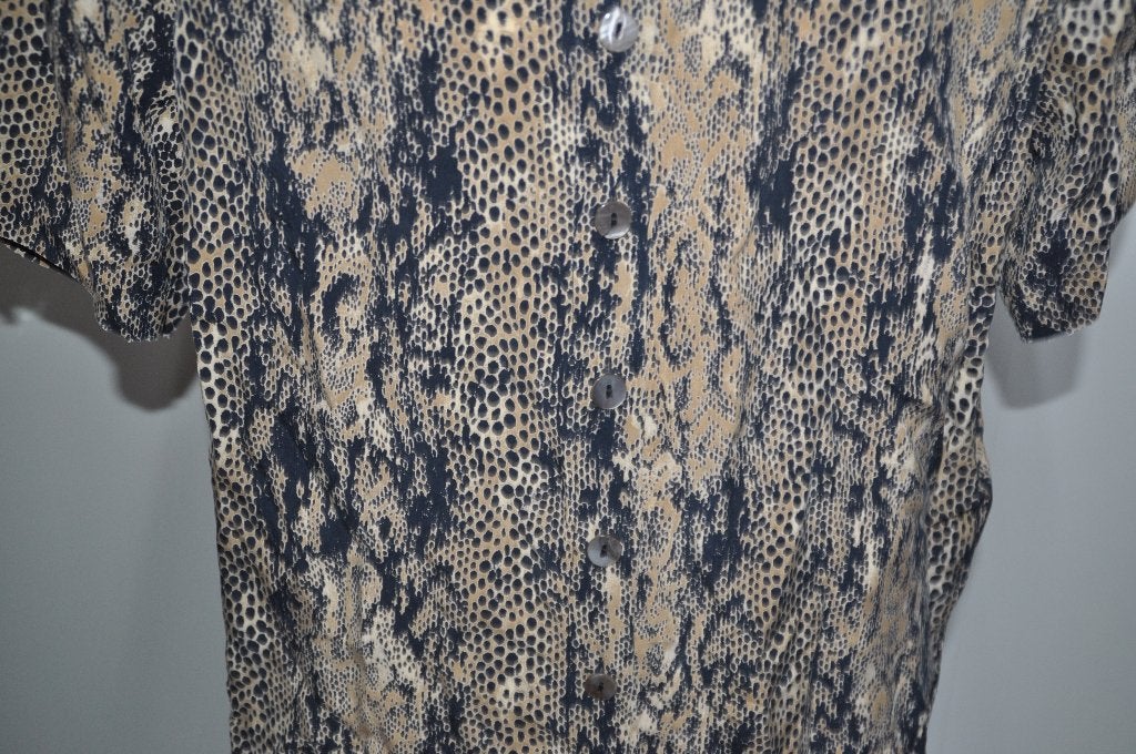KG71 Erfo Blouse maat 44 zwart bruin tinten, Kleding | Dames, Ophalen of Verzenden, Zo goed als nieuw, Meerkleurig, Blouse of Tuniek