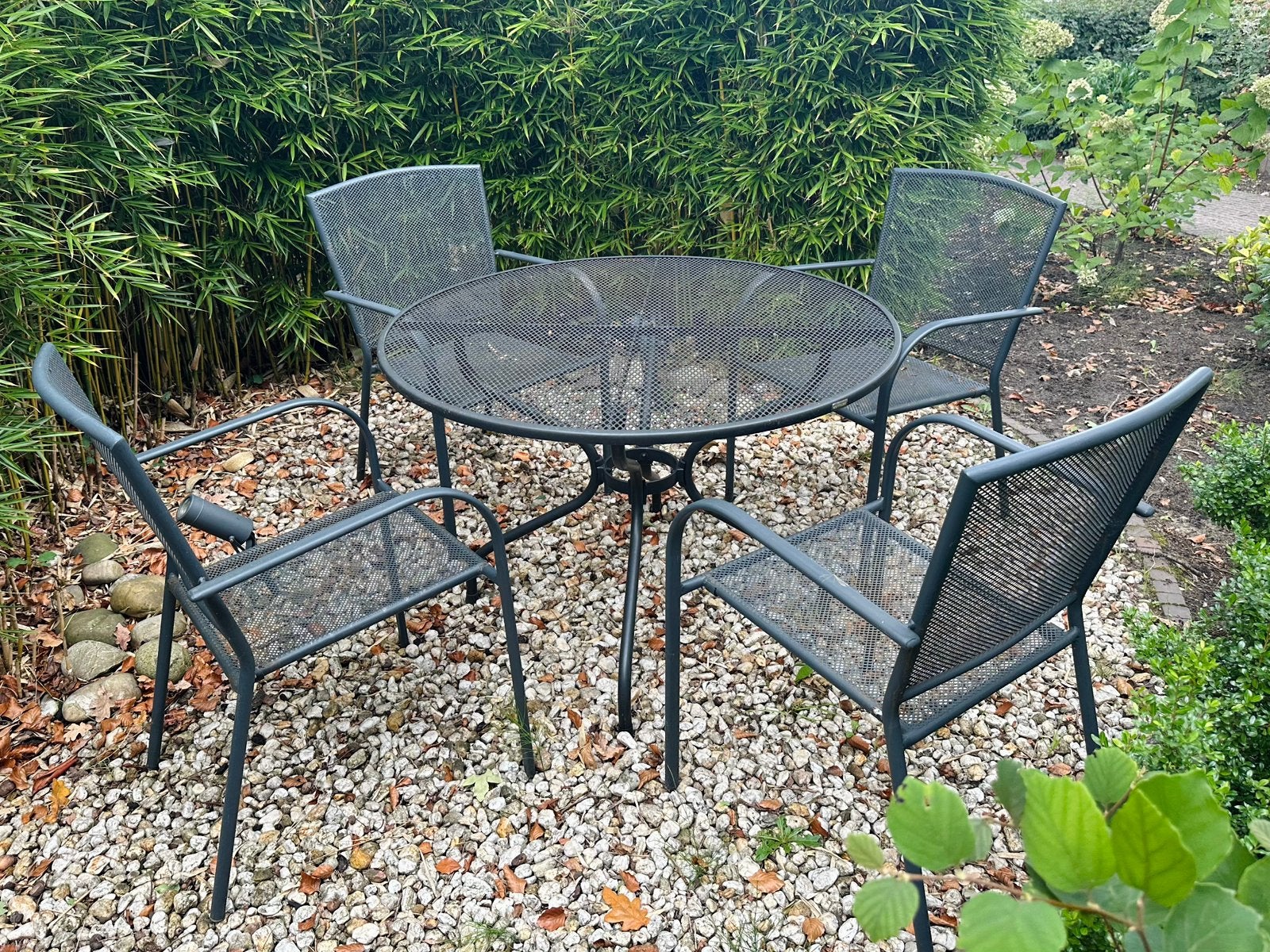 Strekmetalen tuinset antraciet, Ophalen, Gebruikt, Stoel, Tuinset