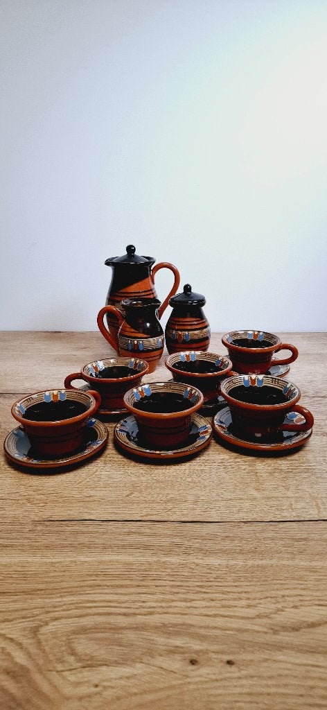 Vintage Keramiek Thee servies Handbeschilderd, Antiek en Kunst, Ophalen