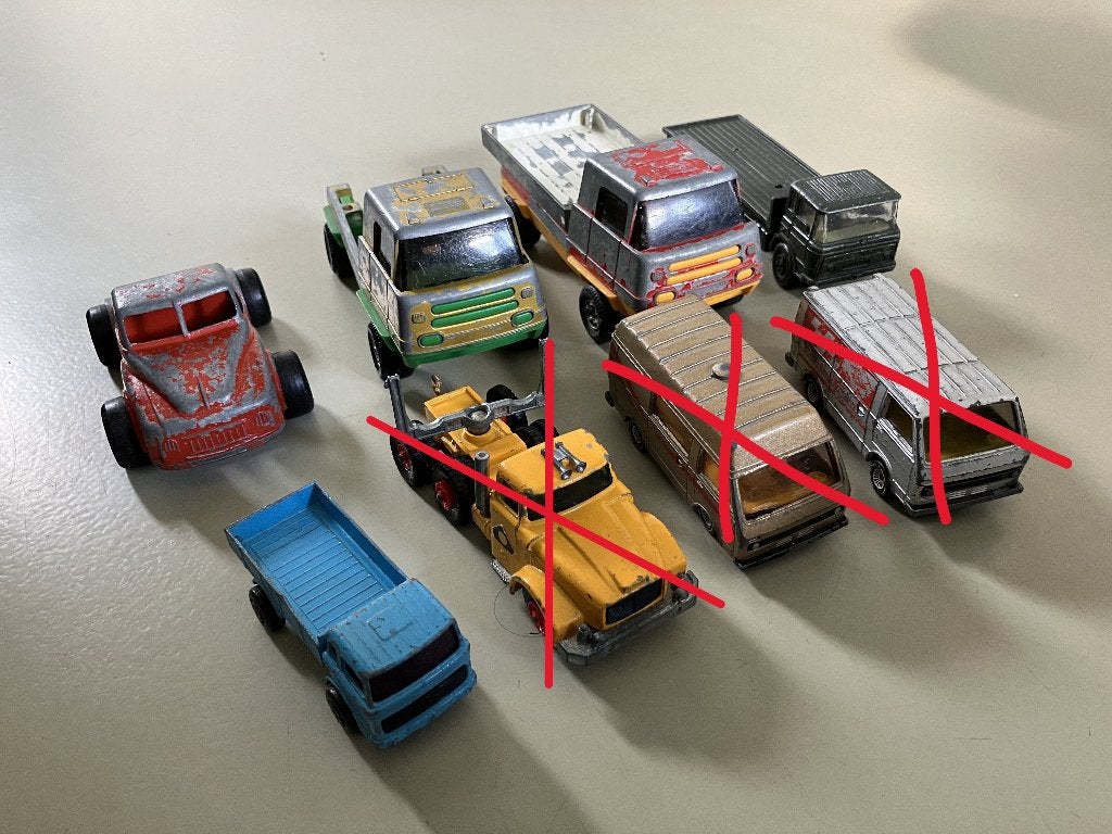 5 Metalen vrachtwagens / vintage speelgoed Matchbox, Ophalen of Verzenden, Gebruikt