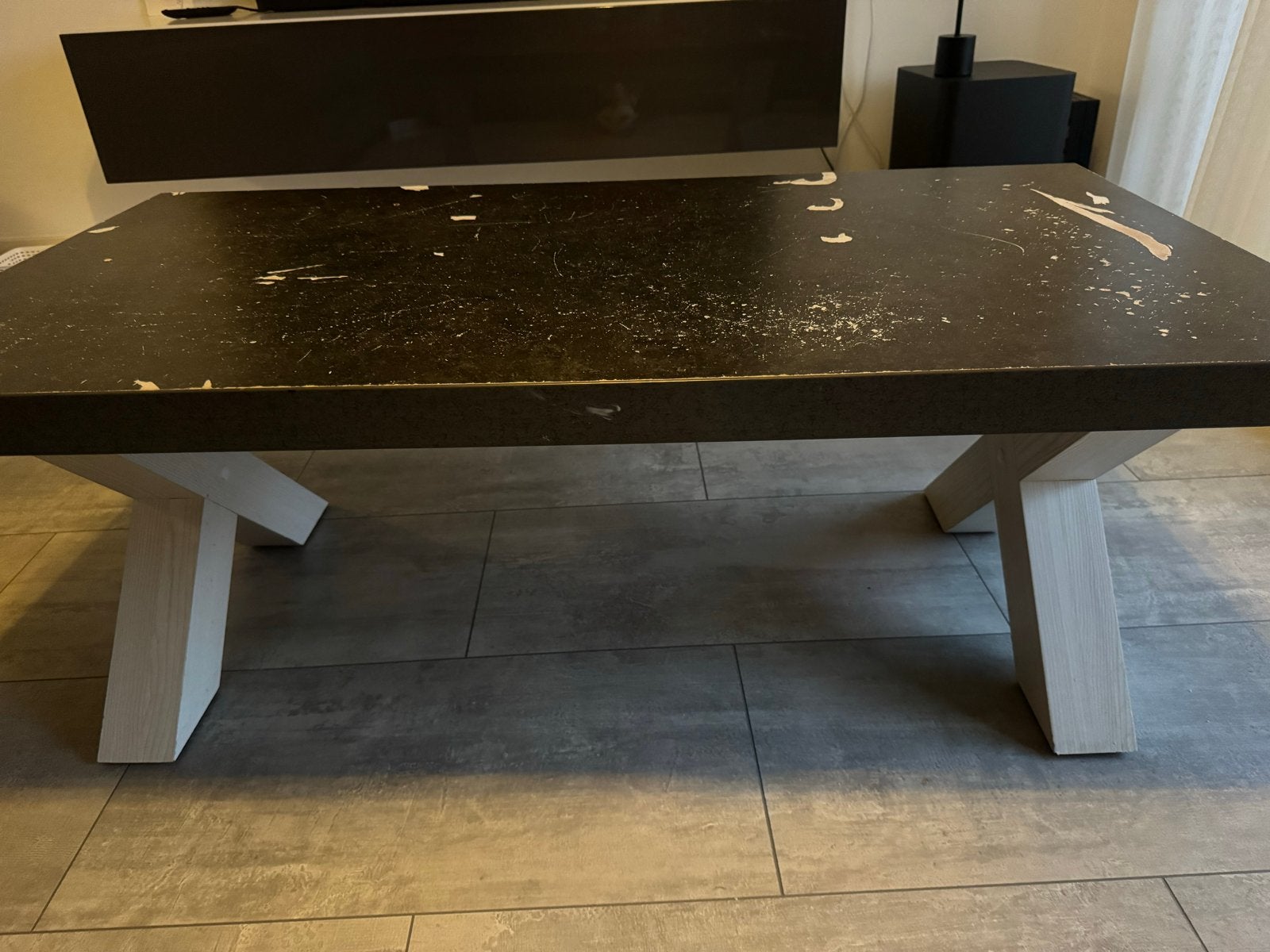 Stevige salontafel 120 x 65 cm – industriële look, Gebruikt, 100 tot 150 cm, Ophalen of Verzenden, 150 tot 200 cm
