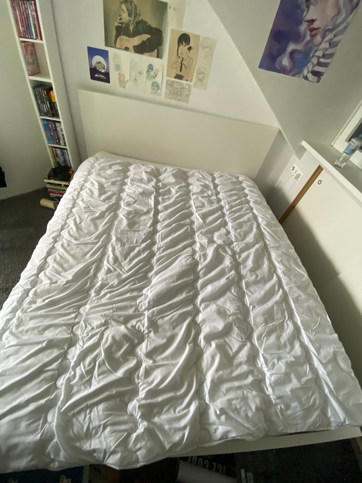 Malm 2 persoons bed wit Ikea, incl lattenbodems 160x200 cm, Ophalen, Gebruikt, Wit, Tweepersoons