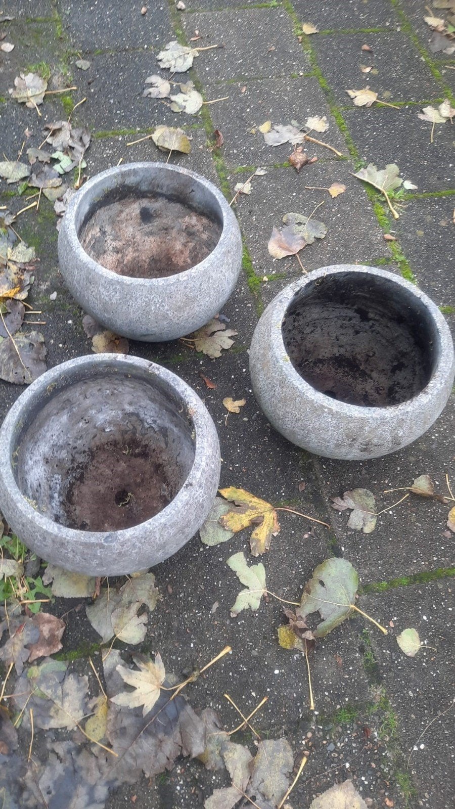 3x Spaanse betonnen potten plantenbakken, Tuin en Terras, Ophalen, Minder dan 30 cm, Minder dan 60 cm, Rond