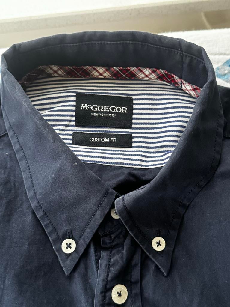 McGregor Custom Fit overhemd - Donkerblauw, Ophalen of Verzenden, Zo goed als nieuw, Blauw, Overige halswijdtes