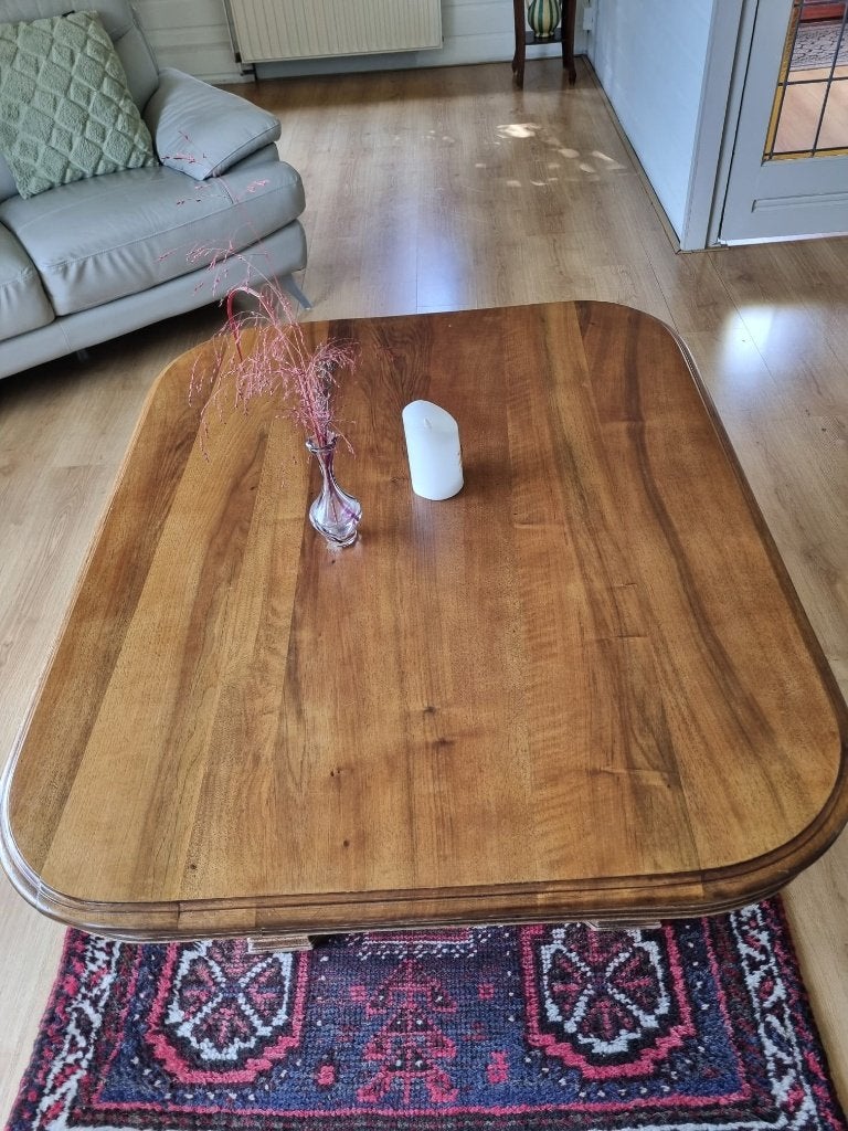 massief houten Engelse salontafel, Ophalen, Gebruikt, 100 tot 150 cm, Eikenhout