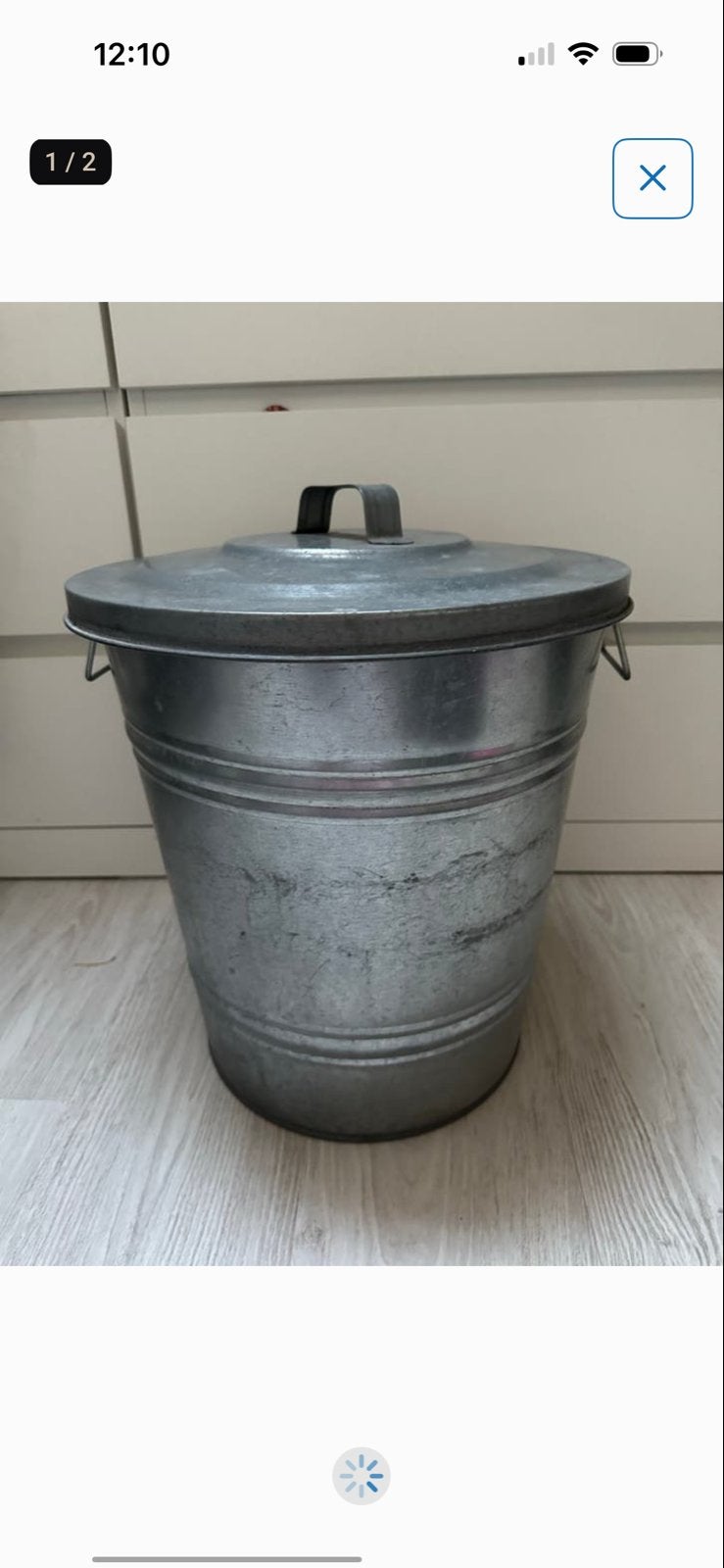 Zinken emmer met deksel - Vintage look, Vintage, Ophalen of Verzenden, Zo goed als nieuw, Metaal