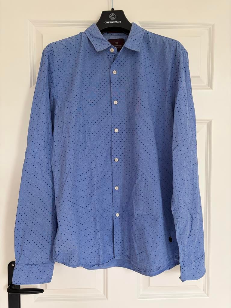 Scotch & Soda blauw overhemd met stippen - Maat XL, Ophalen of Verzenden, Zo goed als nieuw, Blauw, Halswijdte 43/44 (XL)
