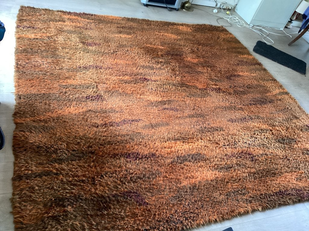 Vloerkleed, wol, handgemaakt, Huis en Inrichting, Ophalen, Bruin, Vierkant, 200 cm of meer