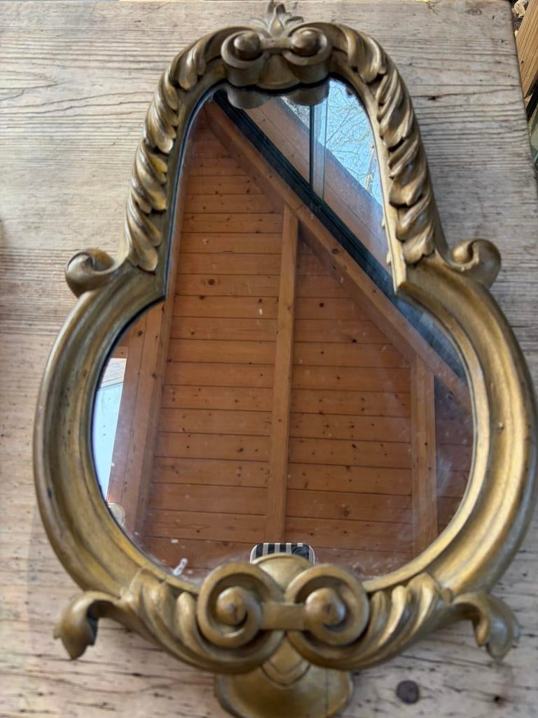Brocante spiegel, Ophalen of Verzenden, Rechthoekig, Minder dan 50 cm