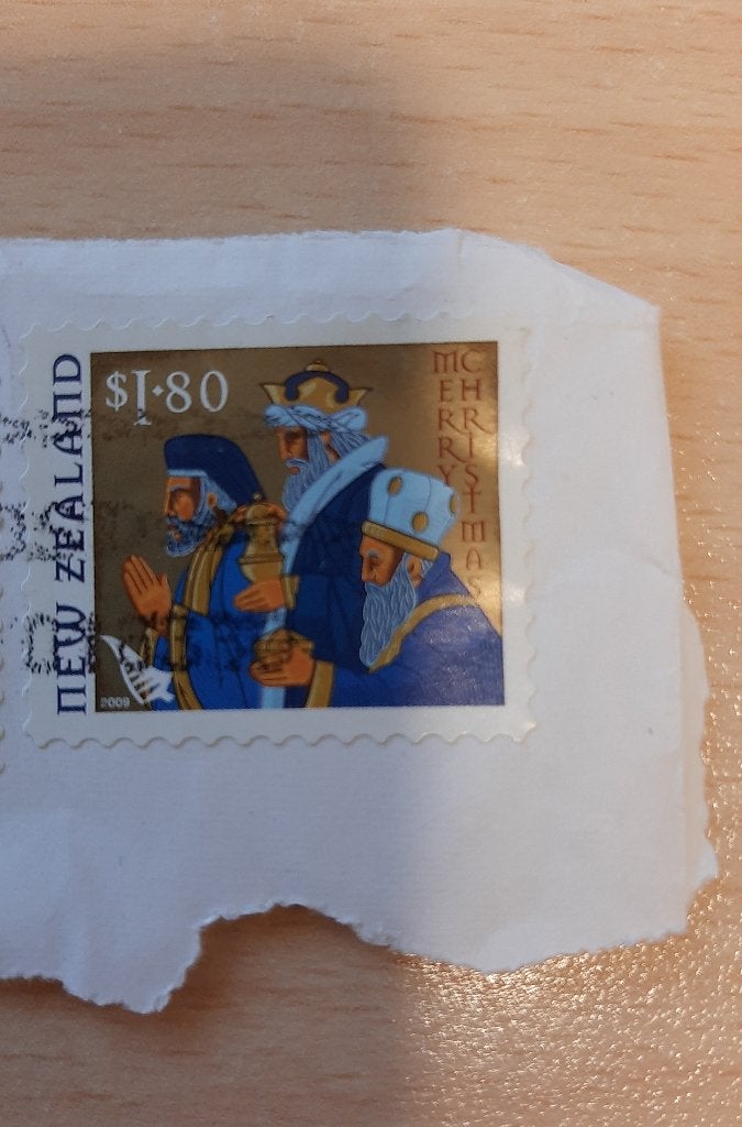 Nieuw Zeeland kerstzegel driekoningen, Verzenden, Gestempeld