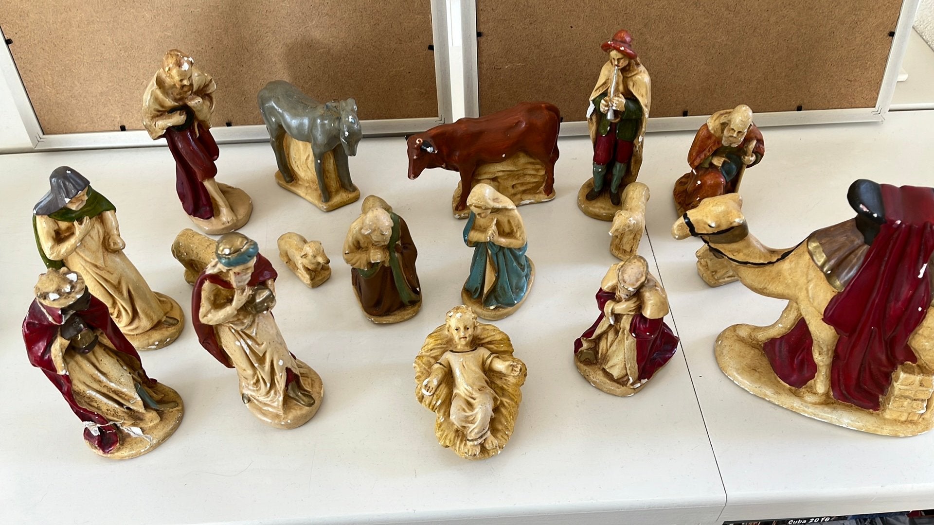 Vintage Kerststal Figuren – 19-delige Set - Mid-Century, Ophalen of Verzenden, Gebruikt