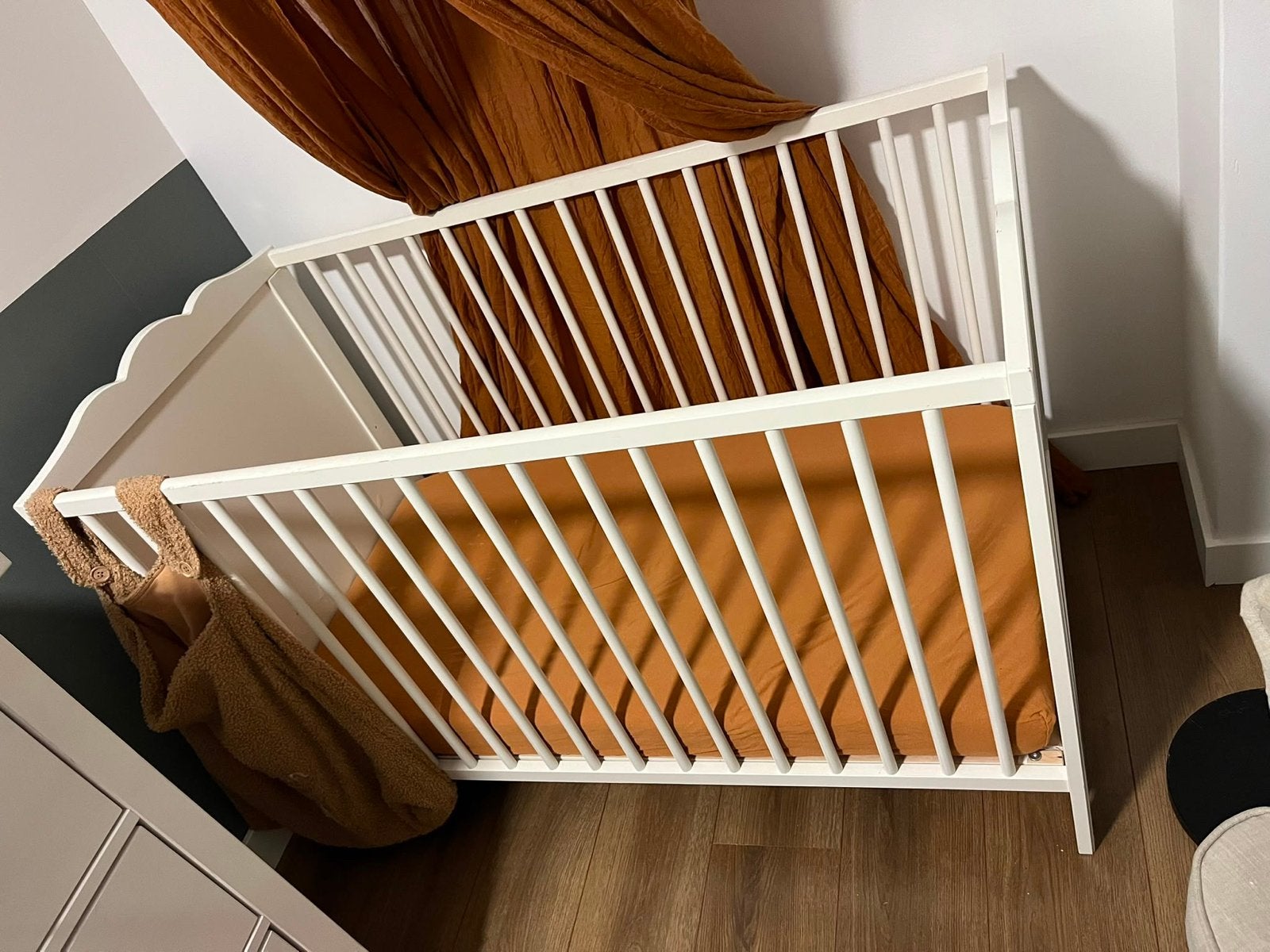 Ikea Hensvik Ledikant met matras en beddengoed, Ophalen, Gebruikt, Wit, 190 cm of minder