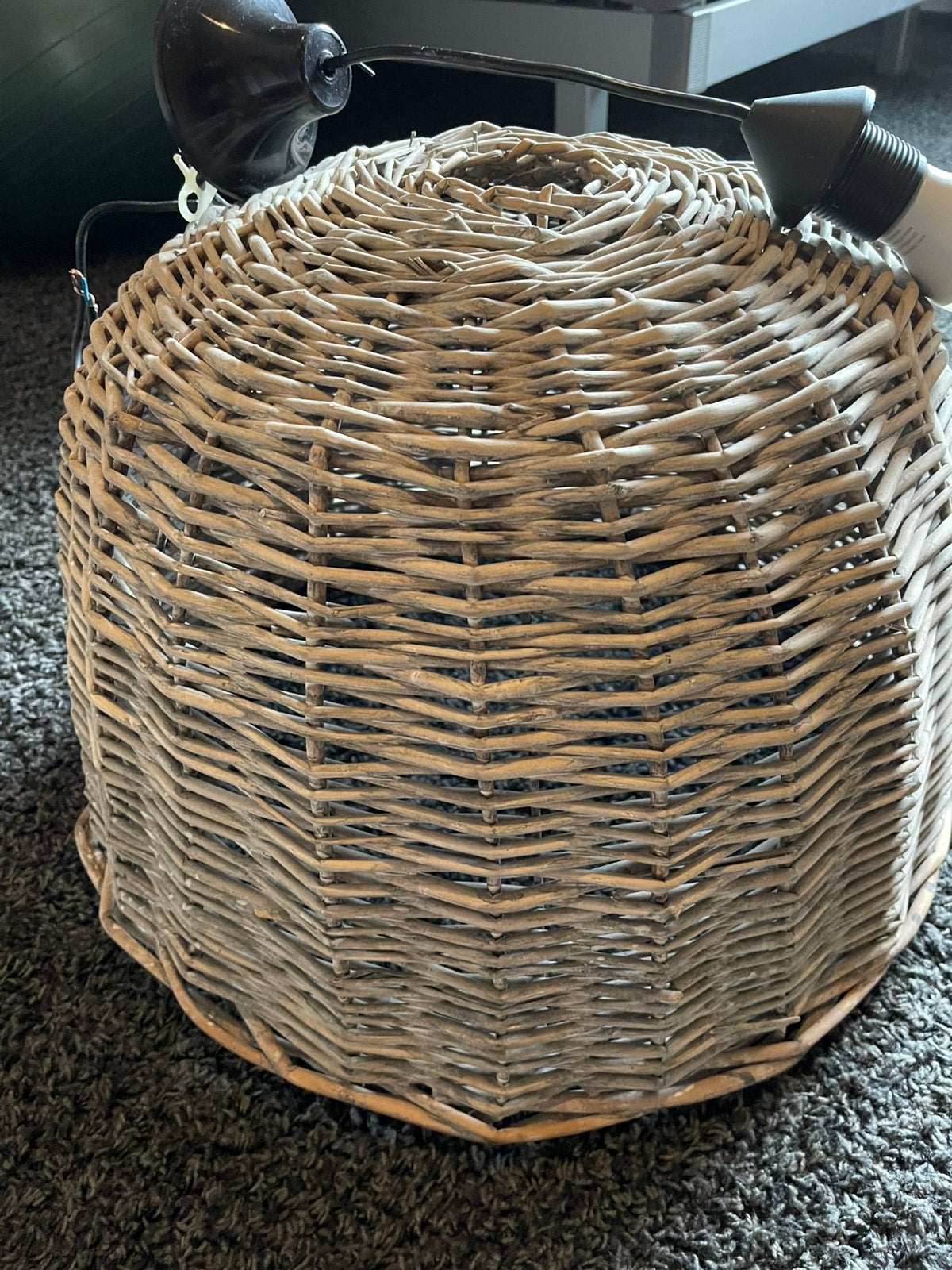 Rieten hanglamp., Riet., Overige materialen, Zo goed als nieuw, E27 (groot)