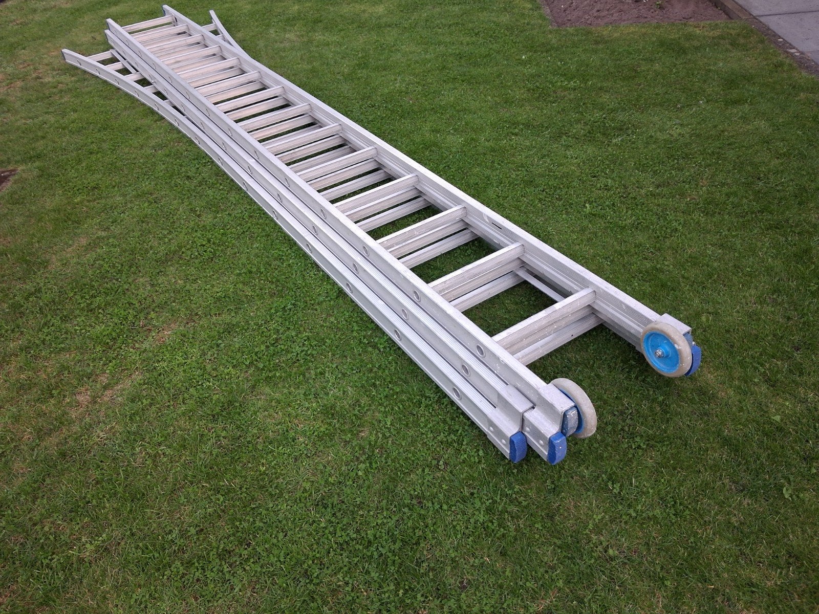 Aluminium ladder, 3 delig, 3x14, Ophalen, Gebruikt, Ladder, Opvouwbaar of Inschuifbaar