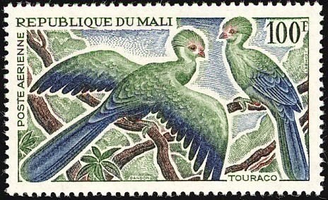 MALI 4 - Dieren: vogels (groene toerako), Ophalen of Verzenden, Postfris, Dier of Natuur