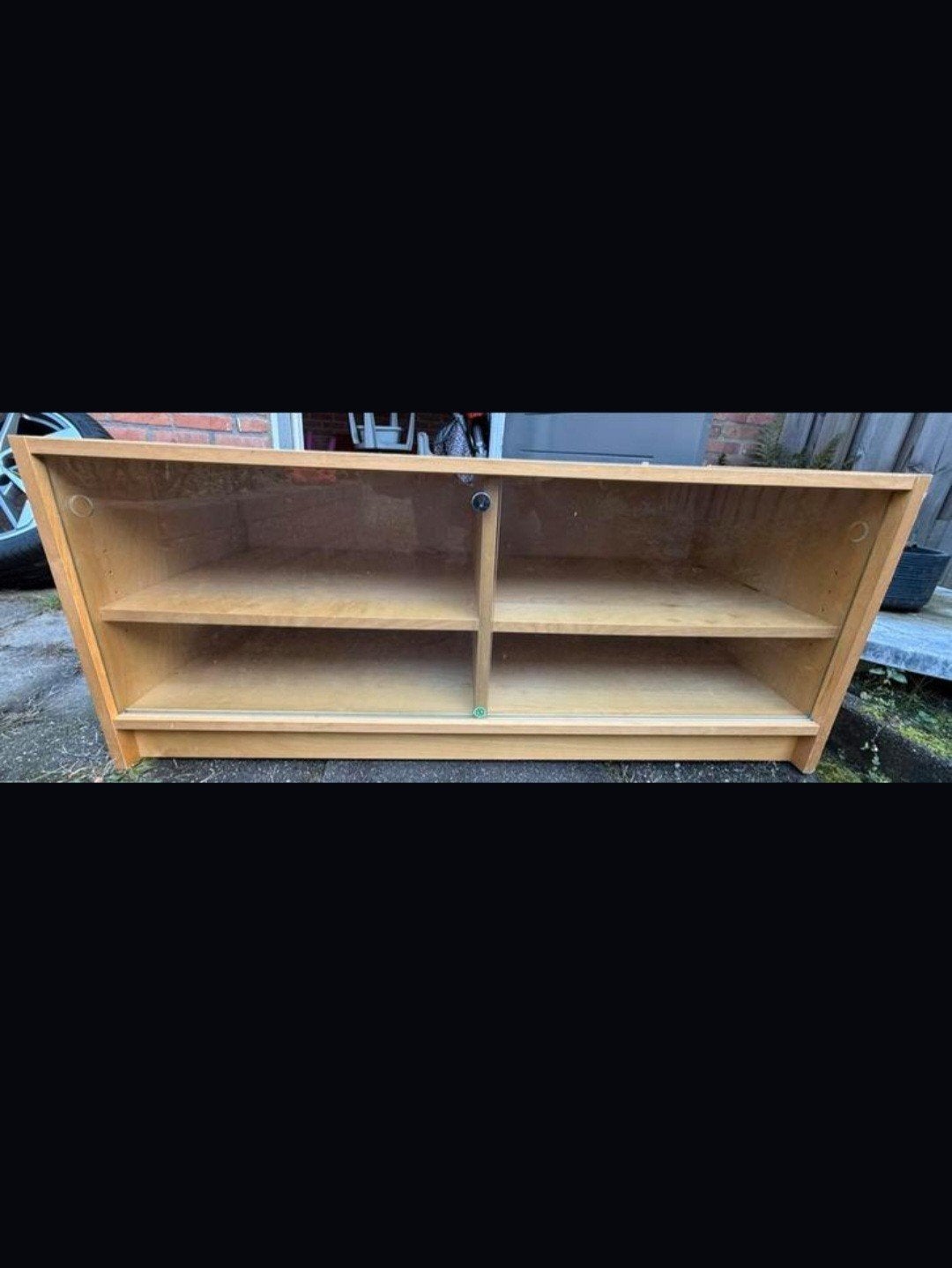 Televisie kast met glazen schuifdeuren, Ophalen, Zo goed als nieuw, 25 tot 50 cm, Minder dan 100 cm