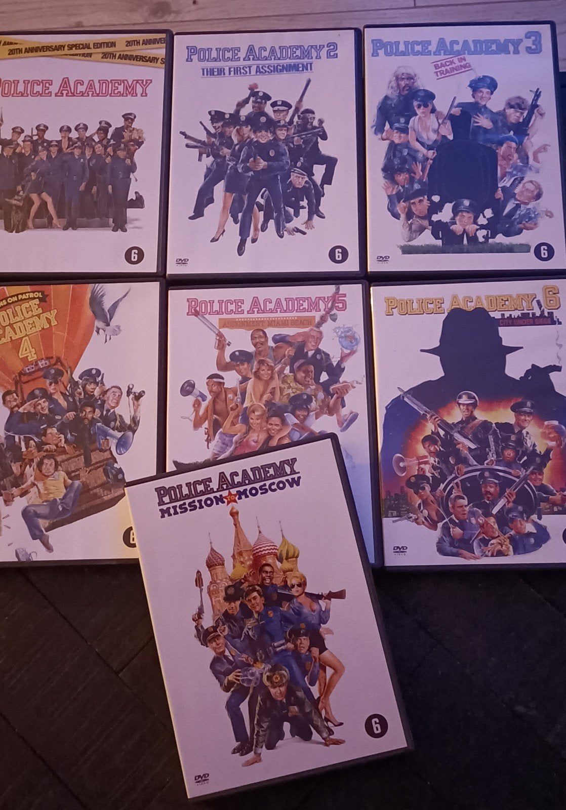 Police Academy 1,2,3,4,5,6,en exsta dvd film Lees adv, Alle leeftijden, Ophalen of Verzenden, Zo goed als nieuw, Komedie