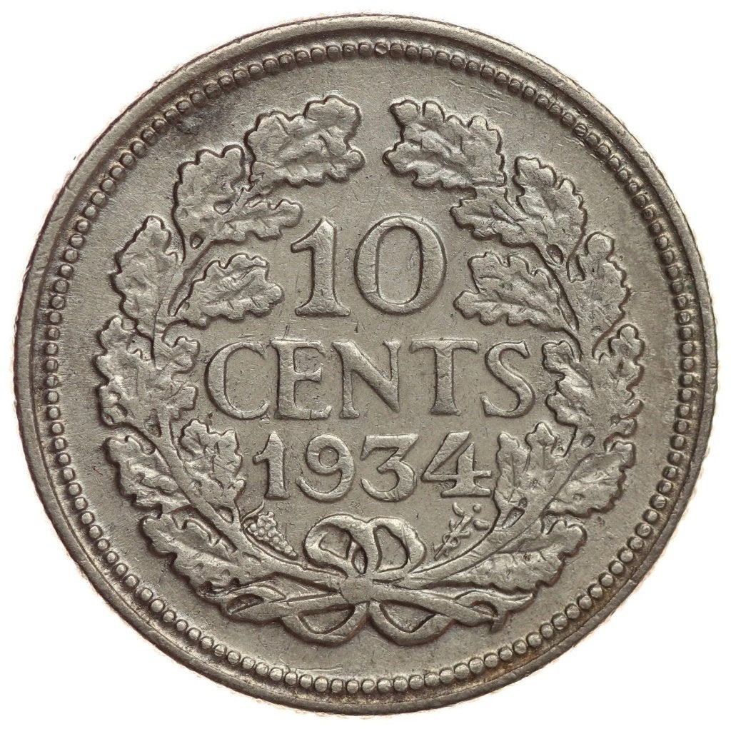 Wilhelmina - mooie schaarse oude 10 cent zilver 1934 zf+p-, Zilver, Ophalen of Verzenden, 10 cent, Koningin Wilhelmina