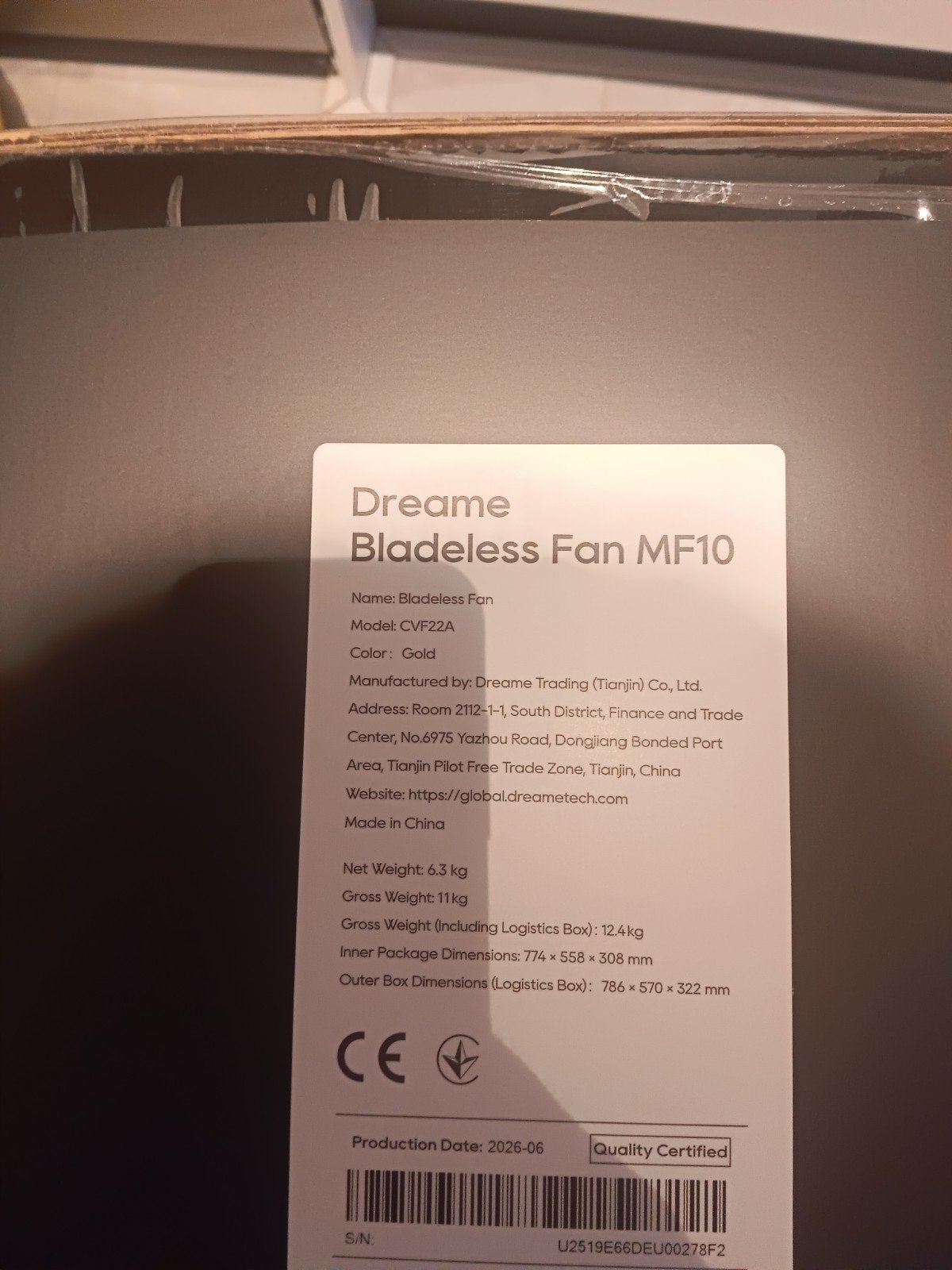 Dreame Bladeless Fan MF10 - Nieuw in doos, Ophalen, Nieuw, Torenventilator