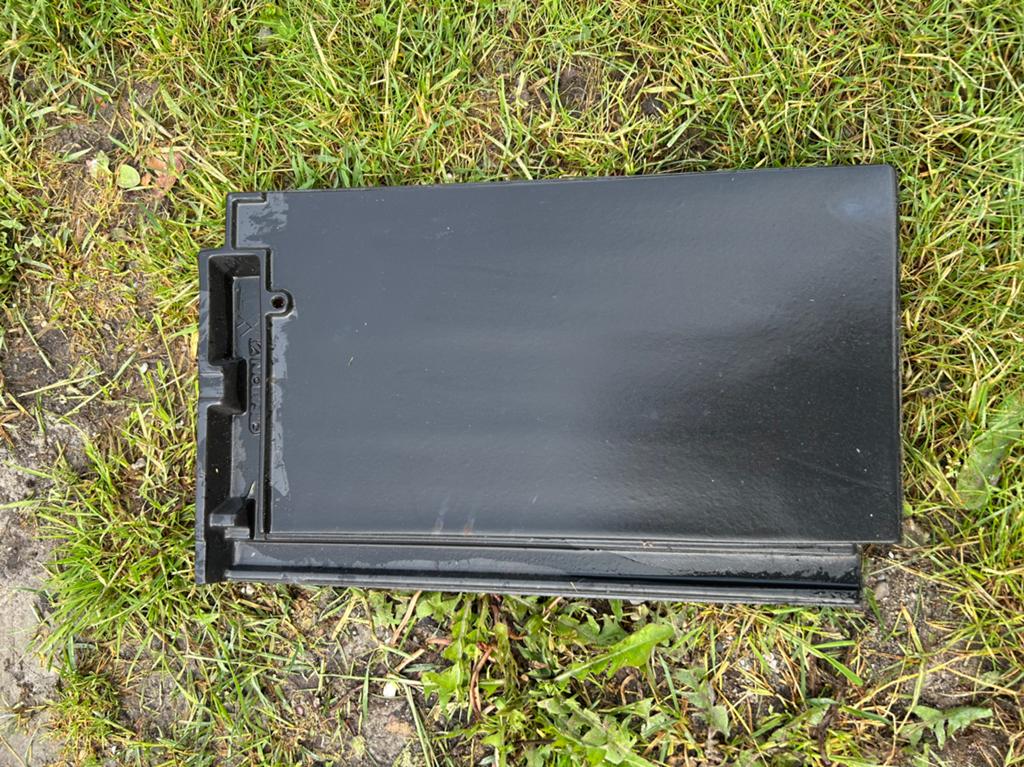 Dakpan, creaton, domino, mat zwart, Ophalen, 10 tot 15 m², Steen of Klei, Zwart