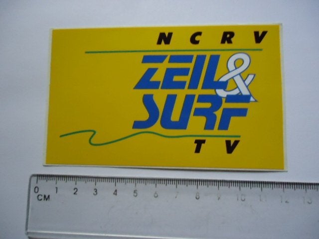 sticker oud Ncrv zeil surf tv windsurf board surfing retro, Verzenden, Zo goed als nieuw, Bedrijf of Vereniging