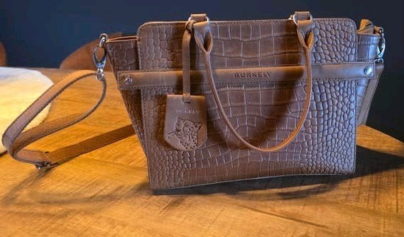 BURKELY Casual Cayla leren handtas croco bruin, Ophalen of Verzenden, Nieuw, Bruin, Handtas