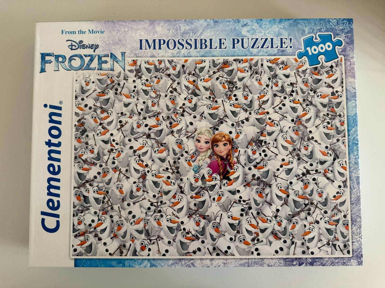 Clementoni Disney Frozen Impossible Puzzel 1000 stukjes, Ophalen of Verzenden, 500 t/m 1500 stukjes, Zo goed als nieuw, Legpuzzel