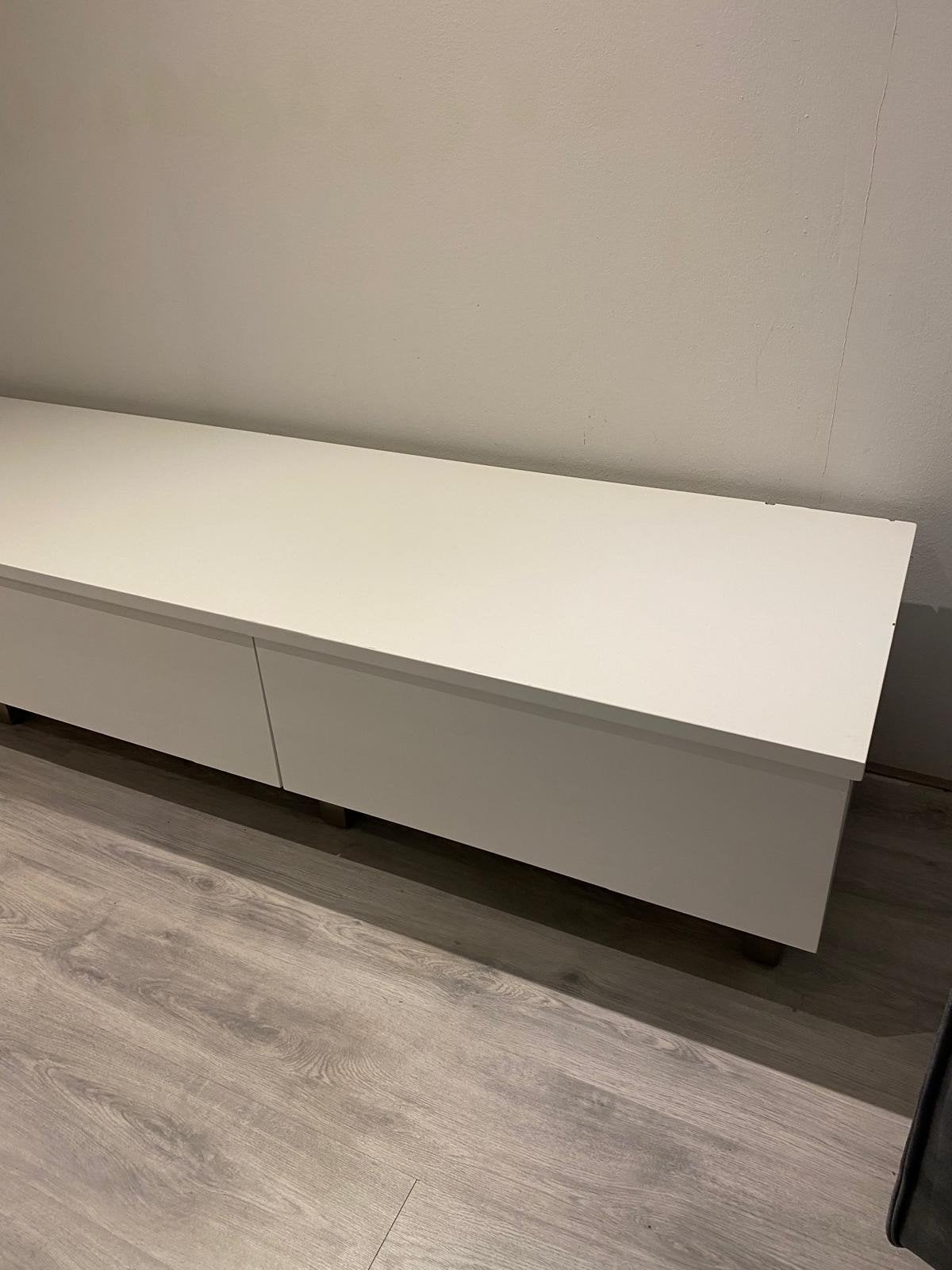 Wit hoogglans dressoir - 232x60x47 cm, Ophalen, Kunststof, Gebruikt, Met klep(pen)