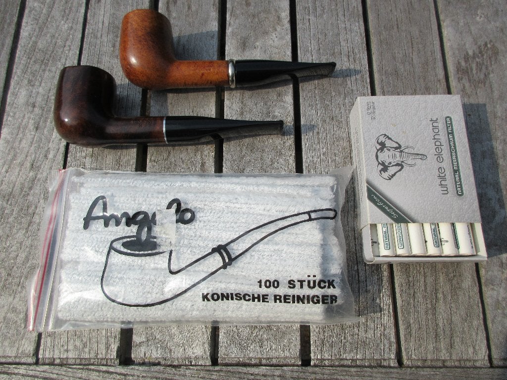 2 Angelo pijpen 9 mm filter + toebehoren  ZGAN, Verzamelen, Rookartikelen, Aanstekers en Luciferdoosjes, Ophalen of Verzenden