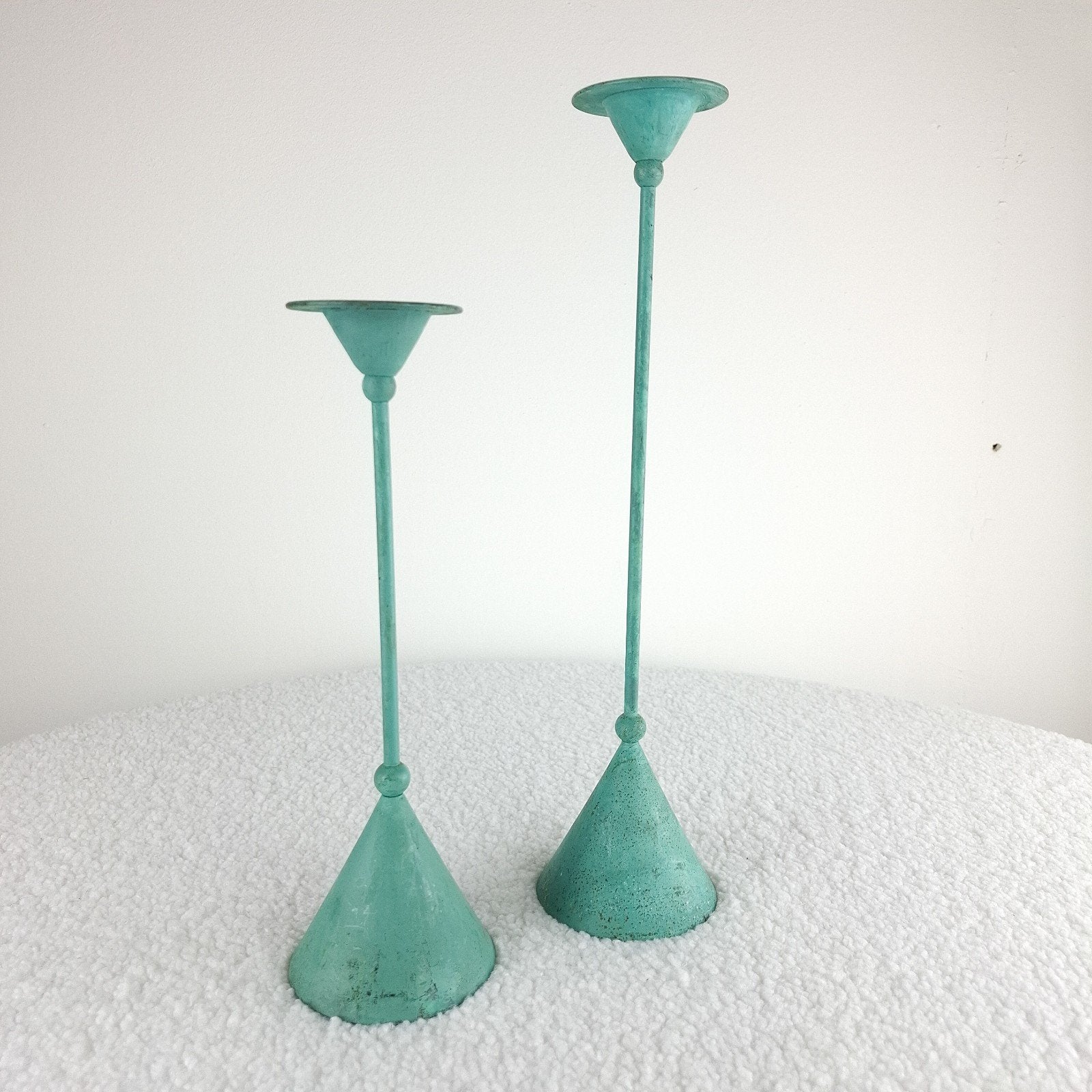 2x vintage diabolo kandelaar Memphis Milano jaren 80, Ophalen of Verzenden, X, Kandelaar, X