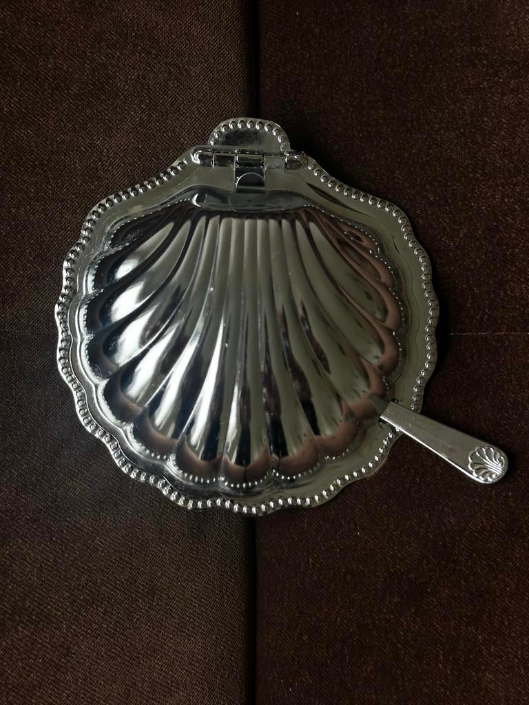 Vintage stalen boter kaviaar schelp inox france 70’s, Ophalen of Verzenden