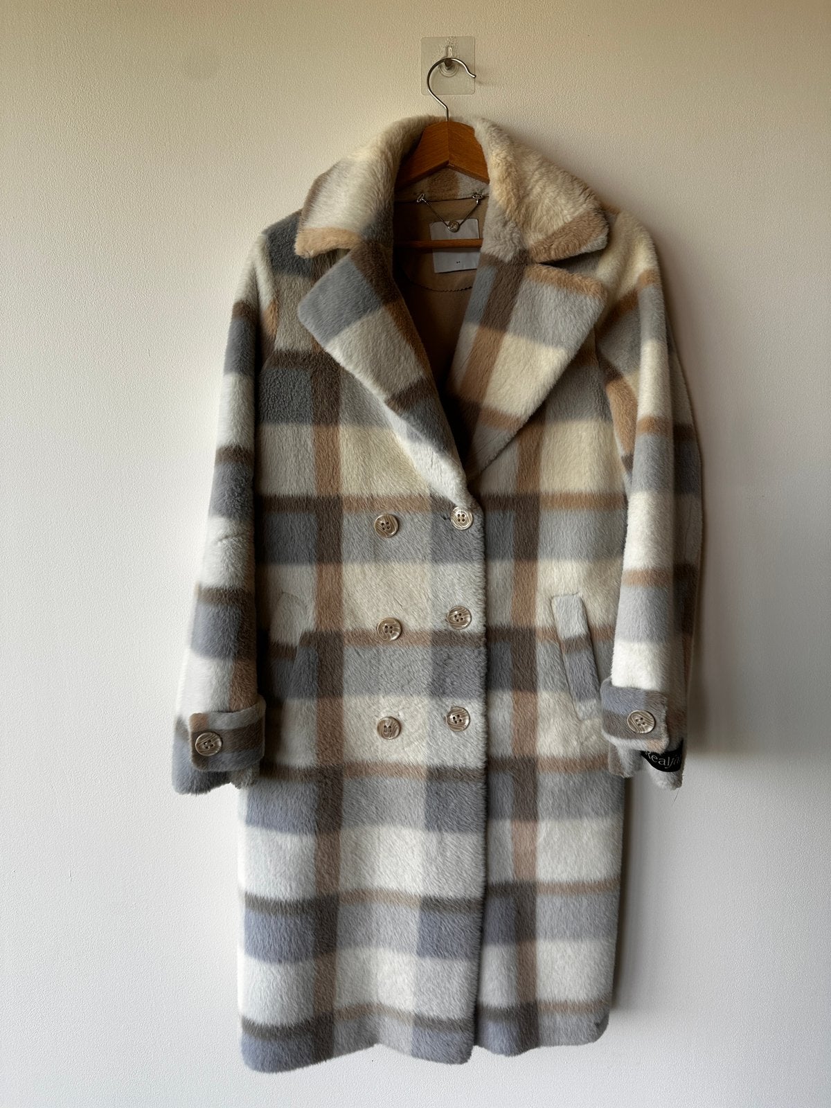 Faux fur mantel, Ophalen of Verzenden, Zo goed als nieuw, Maat 34 (XS) of kleiner, Blauw