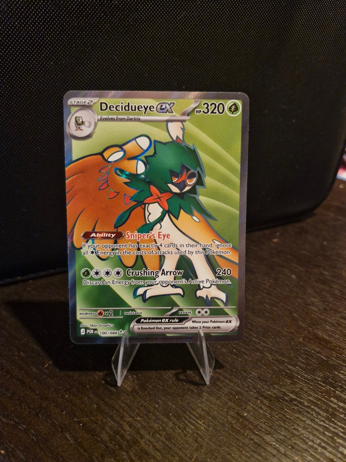 Decidueye ex 100/088 Pokémon kaart Perfect order, Ophalen of Verzenden, Zo goed als nieuw, Losse kaart, Foil