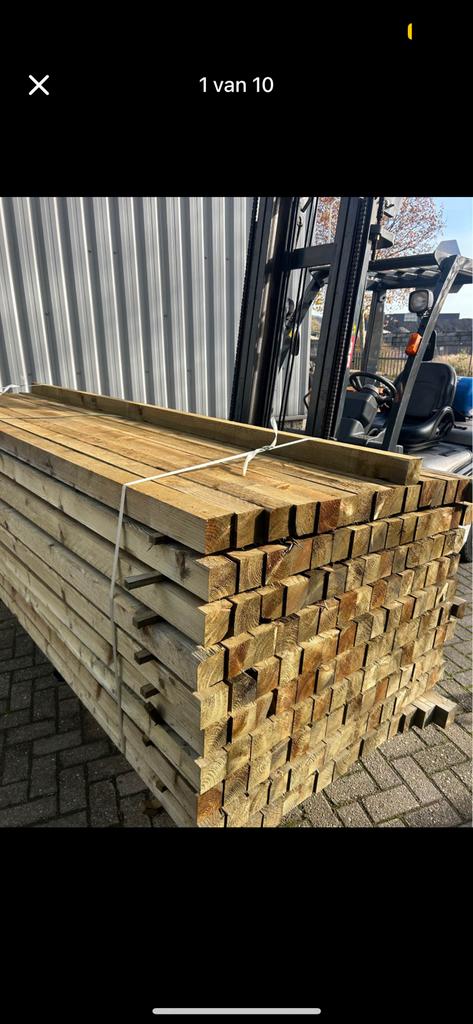 Geïmpregneerde tuinpaal 7x7x270 cm per stuk € 7,00, Ophalen of Verzenden, Nieuw, 250 cm of meer, Planken