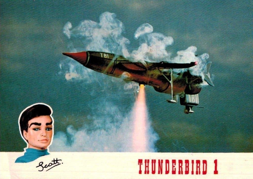 Vintage Thunderbirds 1 Ansichtkaart met Scott Tracy, Ophalen of Verzenden, Nieuw, Kaart, Foto of Prent