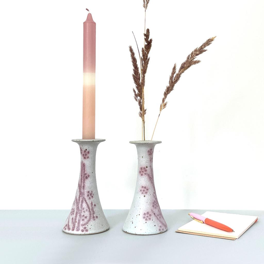 vintage Scandinavisch design KANDELAREN Mid Century keramiek, Overige materialen, Gebruikt, Ophalen of Verzenden, Grijs
