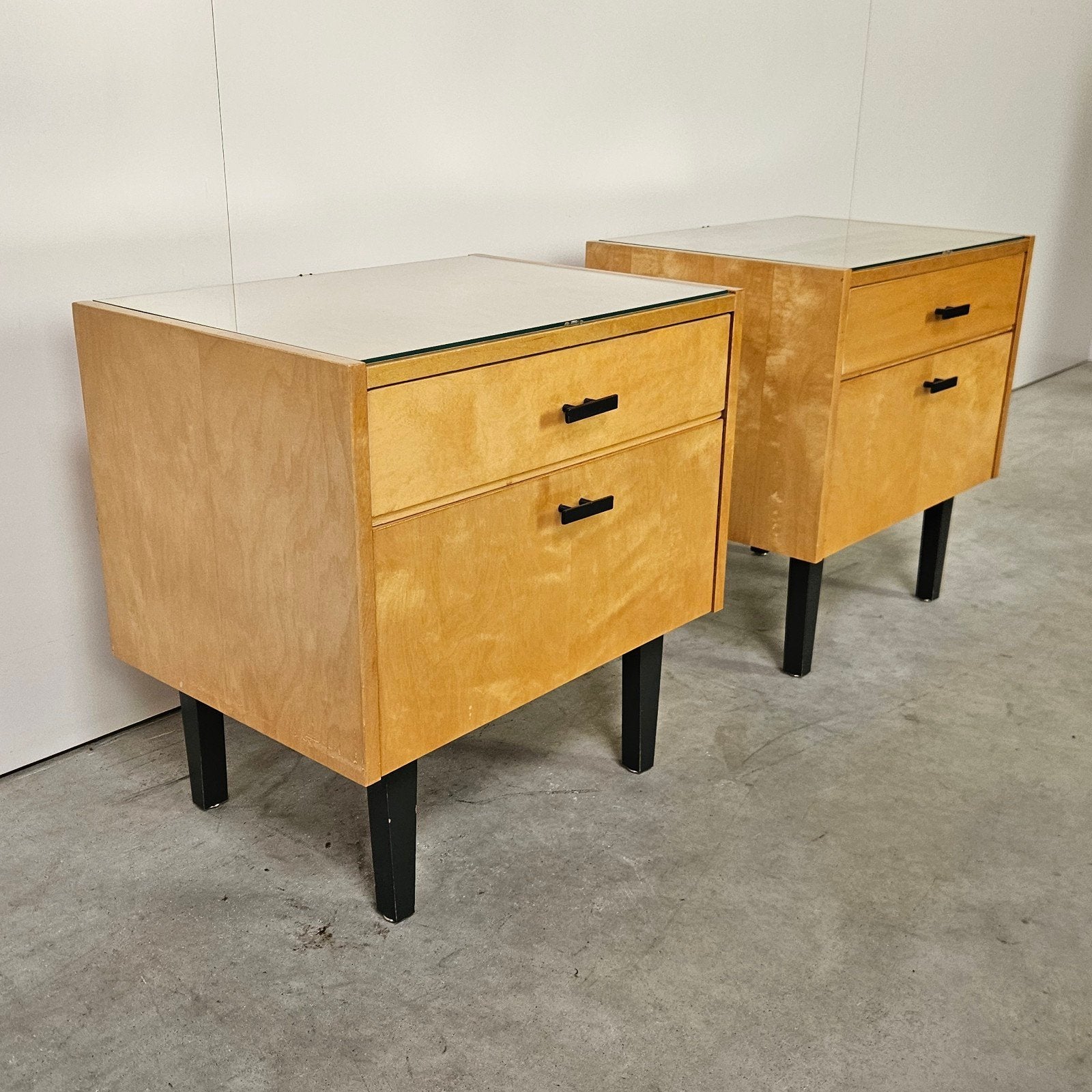 Vintage set nachtkastjes berken, Ophalen of Verzenden, Huis en Inrichting
