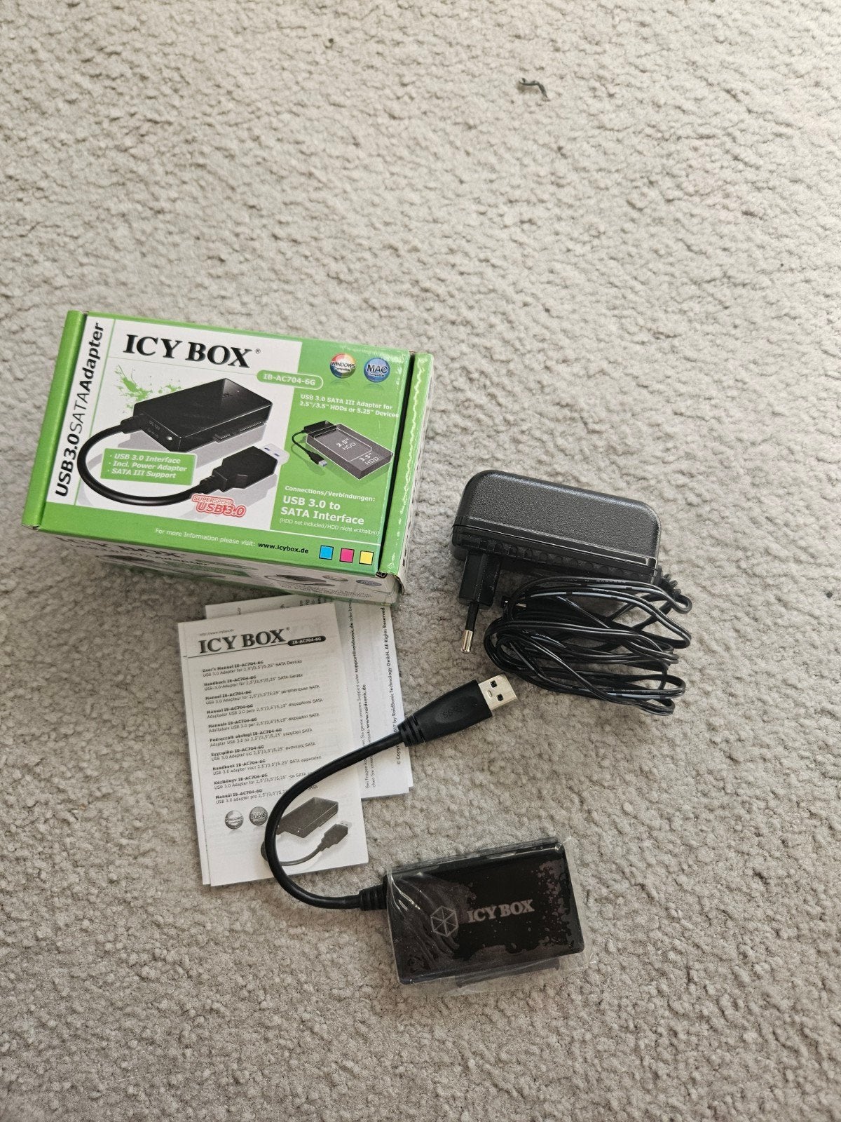 ICY BOX USB 3.0 naar SATA Adapter - Externe Harde Schijf, Computers en Software, Pc- en Netwerkkabels, Ophalen of Verzenden, Nieuw