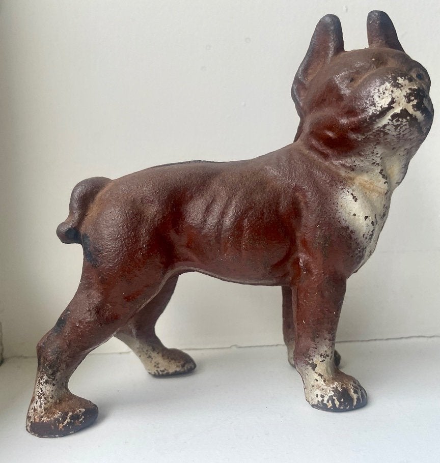 Mid-Century Boston Terrier deur / raam stopper - mooi patina, Huis en Inrichting, Gebruikt, Ophalen of Verzenden, Bruin, Metaal