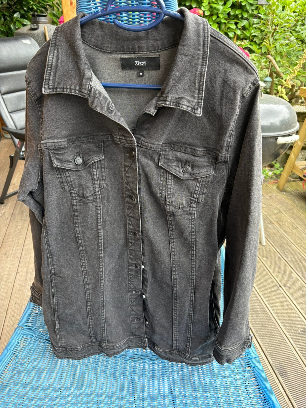 Zizzi spijkerjack lang zwart maat m, Kleding | Dames, Grote Maten, Ophalen of Verzenden, Zo goed als nieuw, Zwart, Jasje of Colbert