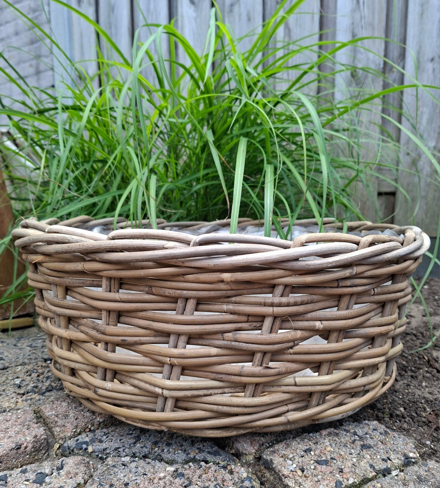 Grote Rotan mand D47 Rieten tuinmand Plantenmand Bloembak, Overige materialen, Minder dan 30 cm, Minder dan 60 cm, Rond